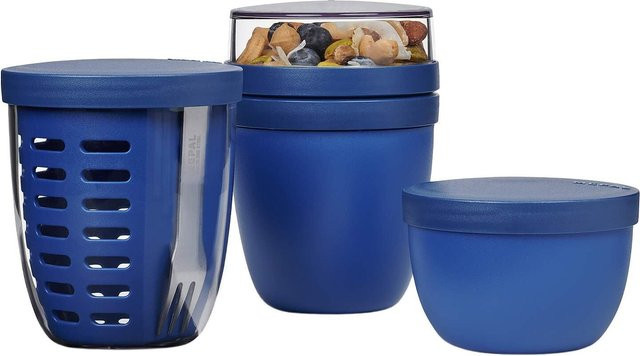 Mepal Ellipse 3er Set Lunchpot, Fruitpot und Snackpot mit Trennfächern in Blau - Bild 1