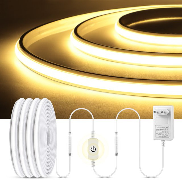 Lcamaw COB LED Neon Band aus Silikon, dimmbar und selbstklebend, Warmweiß, Modernes Dekorationslicht für dein Zimmer - Bild 1