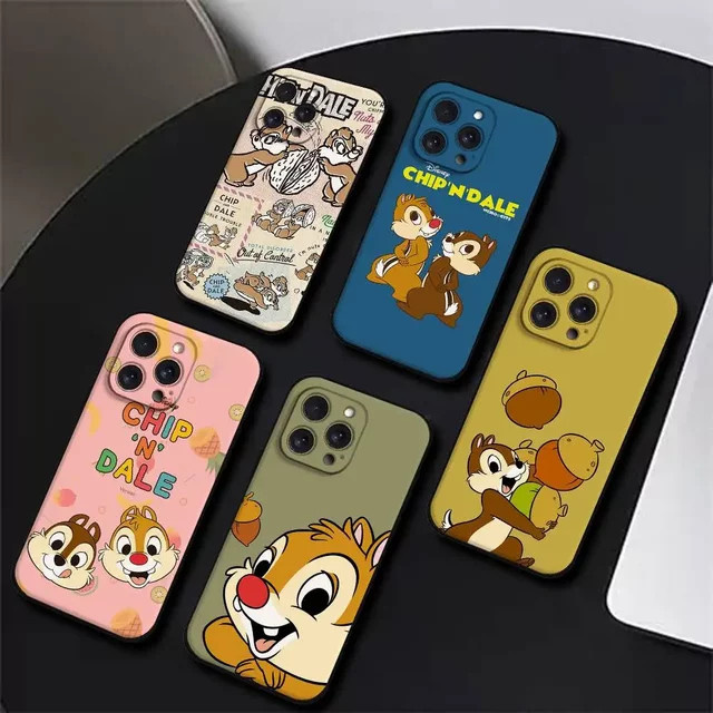 Mesuca Chip 'n' Dale Handyhülle aus schwarzem Silikon für iPhone Modelle, Cartoon Design - Bild 1