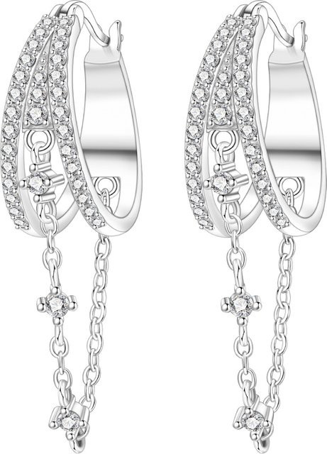 Orstarry Creolen, 925 Silber, Zirkonia, Damen - Bild 1