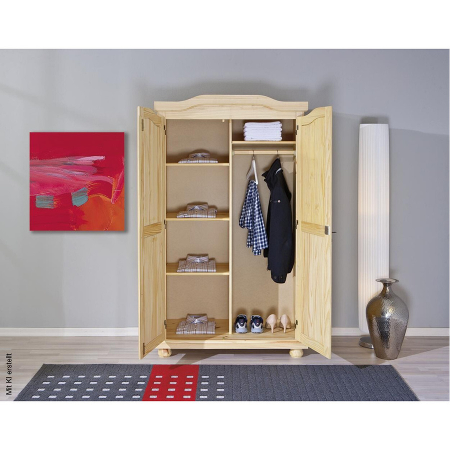 Kleiderschrank Genf Inter Link in Natur mit Soft-Close-Türen, B/H/T: 104 x 180 x 56 cm - Bild 3
