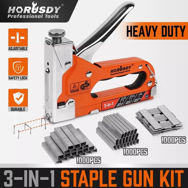 HORUSDY 3-in-1 Heftgerät und Hochleistungs-Heftpistole in Orange ohne Heftklammern - Bild 1
