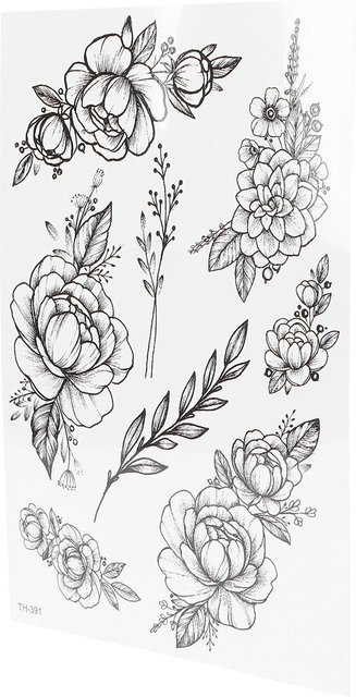 FunCouples Temporäre Tattoos Blumen, Wasserdicht, Damen - Bild 1