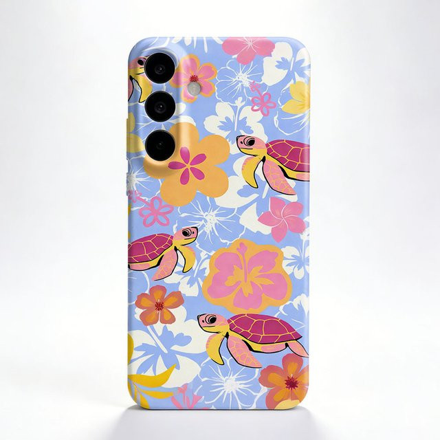 Stoßfeste Handyhülle mit Schildkröten-Blumen-Design für Samsung Galaxy S26 S25 S24 S23 S22 Plus S21 Ultra Edge S23 S24 S25 FE in Multicolour - Bild 1