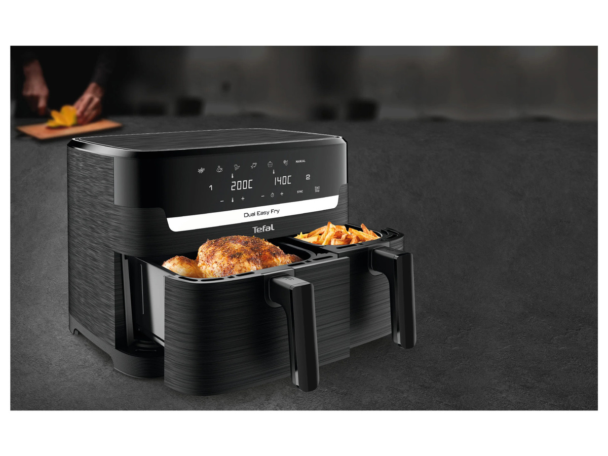 Tefal Dual Easy Fry Essential Doppel-Heißluftfritteuse EY901N, Schwarz, 5,2 l und 3,1 l - Bild 2