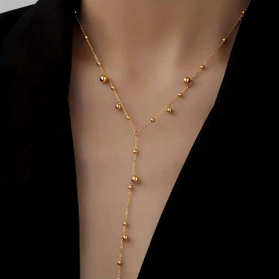 YHTOT Halsketten-Anhänger Edelstahl, Perle, Gold, Unisex - Bild 1