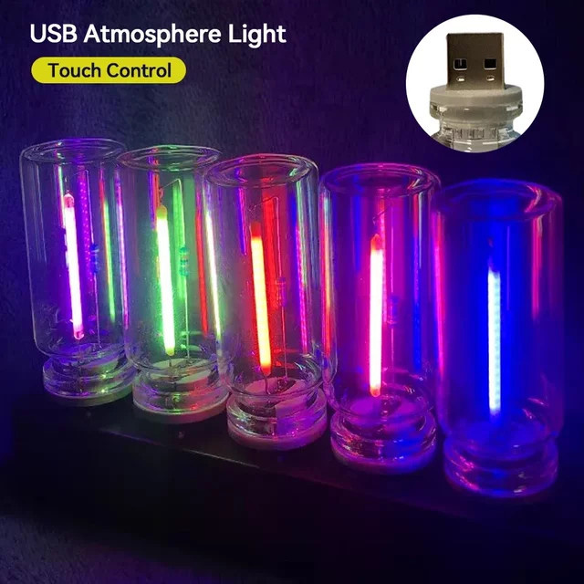 Retro LED Edison Glühbirne mit Filament und Touch-Dimmer, transparente USB-Campinglampe 5V - Bild 1