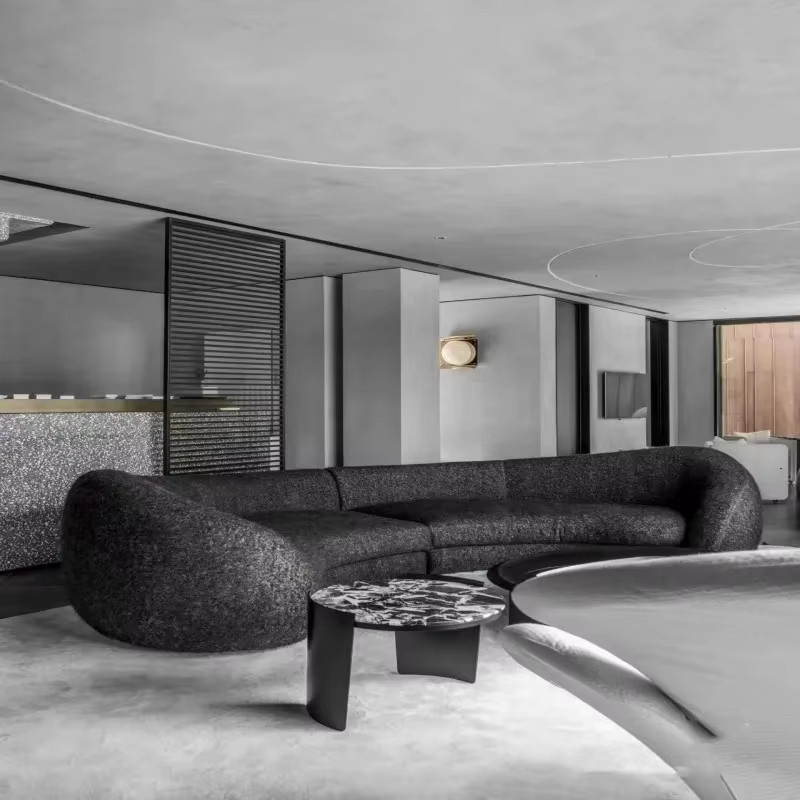 DUTRIEUX Designer Lounge Sofa Doppelvilla mit gebogener Form und Polsterung - Bild 4