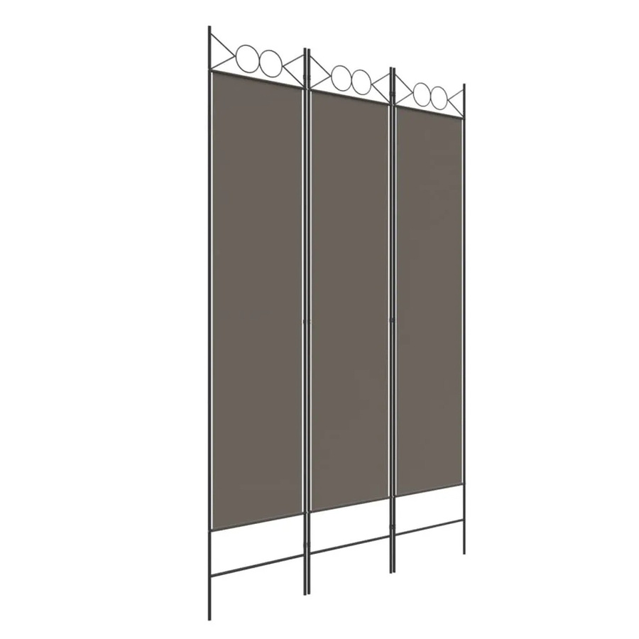 vidaXL 3-teiliger Paravent Anthrazit aus Stoff und Eisen, B: 120 cm, H: 200 cm - Bild 2