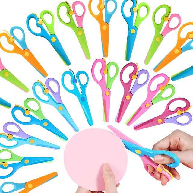 Bunte Kunststoffschere mit rundem Kopf und Anti-Klemm-Schutz von YMY, Set für Schule und DIY-Projekte, Mehrfarbig - Bild 1