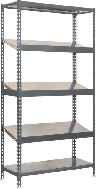 PROREGAL Schrägbodenregal Dowa Stecksystem in Silber/Grau, H x B x T: 200 x 100 x 50 cm, Fachlast 200 kg, verzinkt - Bild 1