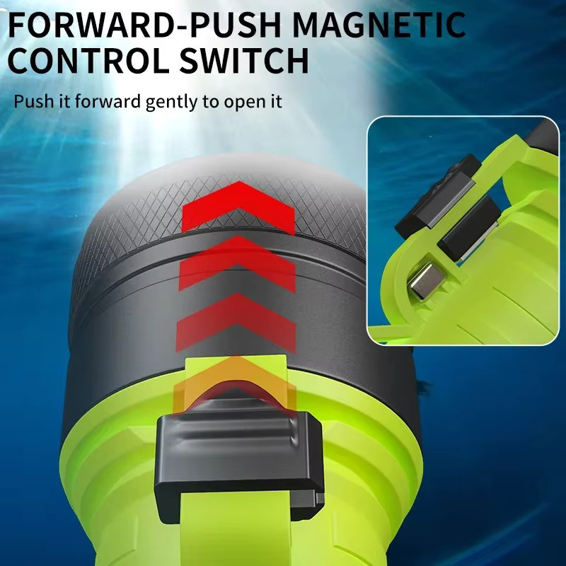 JIASHUAIXIN LED-Tauchlampe P50 in Schwarz für professionelles Nachttauchen und Tiefwasser, superhell und wasserdicht - Bild 4