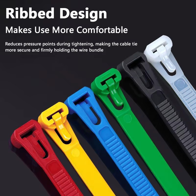 100 Stück wiederverwendbare Nylon-Kabelbinder in Schwarz und Multicolour, selbstsichernd, B/T/H: 0,36 x 1,5 cm - Bild 2