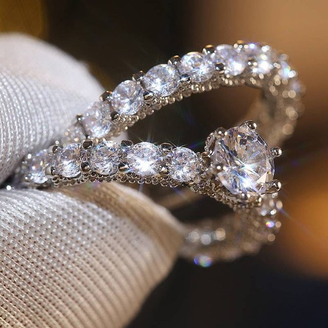 Huitan Ring 2-teilig, Silber, Messing, Zirkonia, Damen - Bild 1