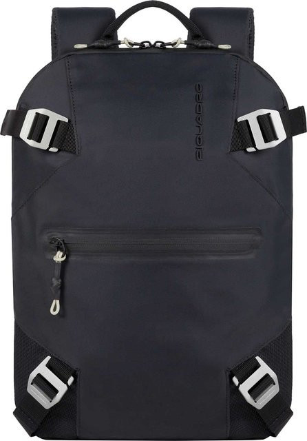 Piquadro PQ-Modular Laptoprucksack für 13,3 Zoll aus rezykliertem antiviralem Stoff in Schwarz - Bild 1