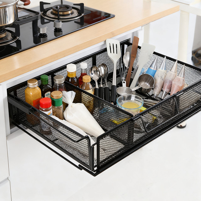 Schreibtisch-Aufbewahrungsschublade aus Metall in Schwarz, 1 Set zur platzsparenden Organisation unter dem Tisch - Bild 1