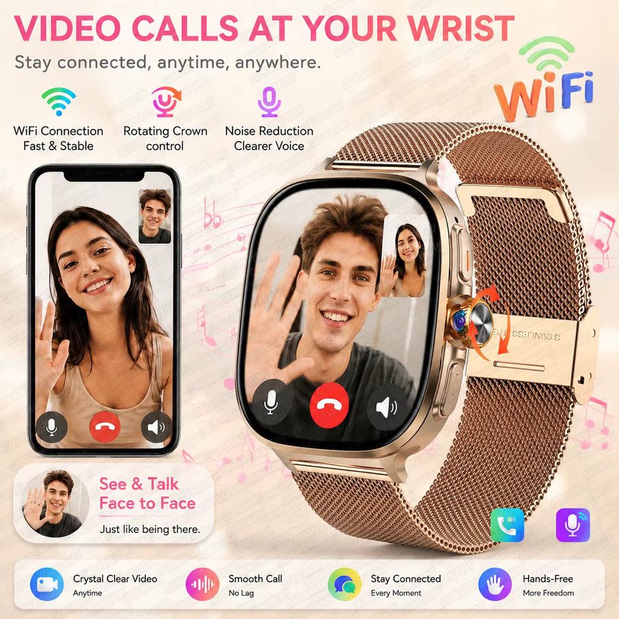 GUHUAVMI 4G-SIM-Karten-Smartwatch mit Drehkamera, WLAN, GPS-Navigation und NFC in Schwarz - Bild 4