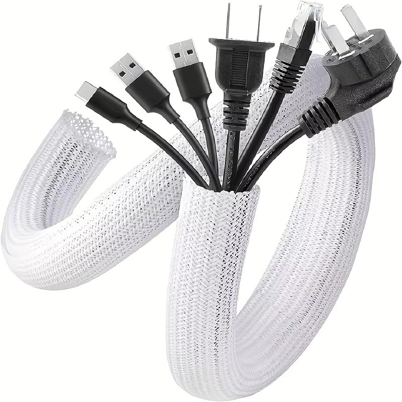 Nylon-Kabelhülle zum Schutz von Computer-Kabeln unter dem Schreibtisch in Schwarz oder Weiß - Bild 2