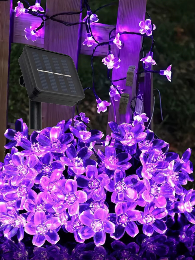 IEEYEEY Solar-LED-Lichterkette Kirschblüten in Schwarz für Garten und Außenbereich mit 8 Modi und Dämmerungssensor - Bild 6
