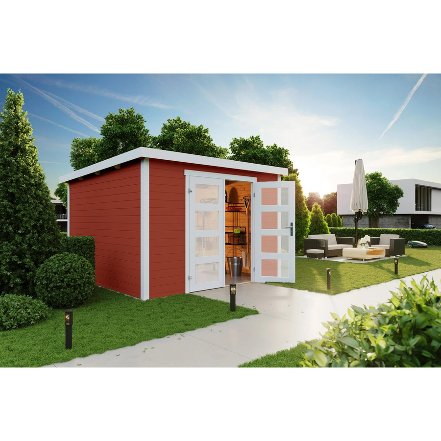 Lasita Holz-Gartenhaus Zambezi 7 mit Flachdach in Schwedenrot, B/H/T: 320 x 210,9 x 324,8 cm - Bild 2