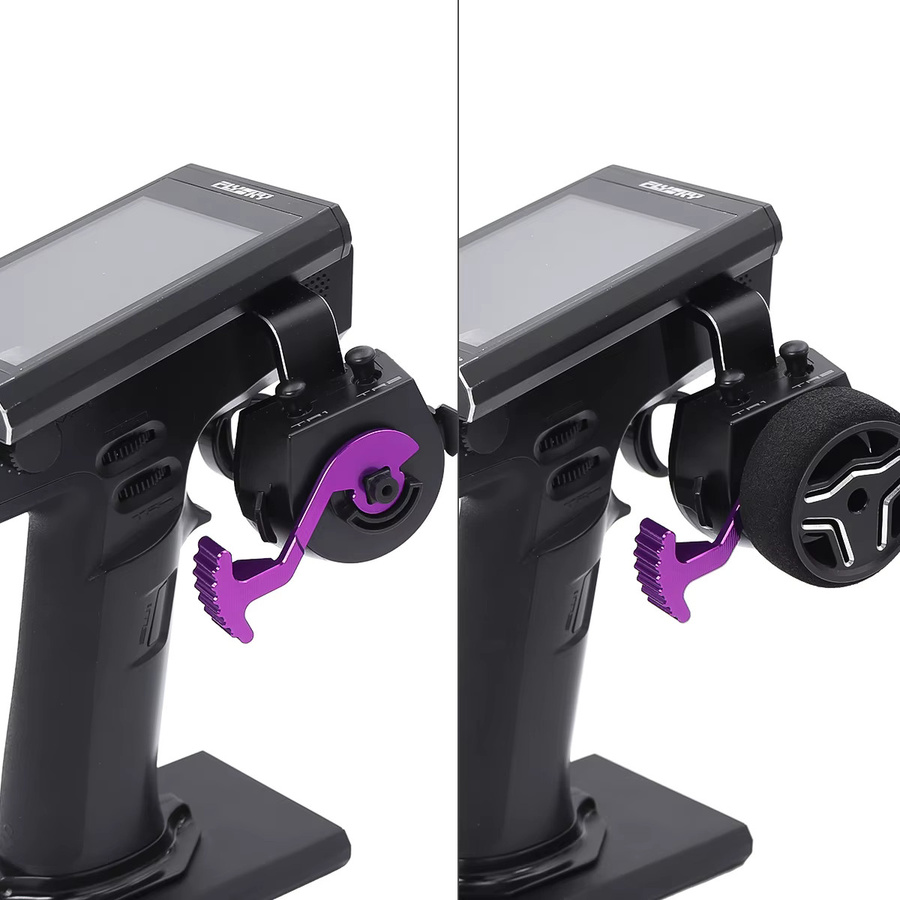 Flysky CNC Aluminium Daumenhebel Sender Lenkrad Trigger Einhandsteuerungsadapter für Noble Lite NB4 PRO in Rot - Bild 3