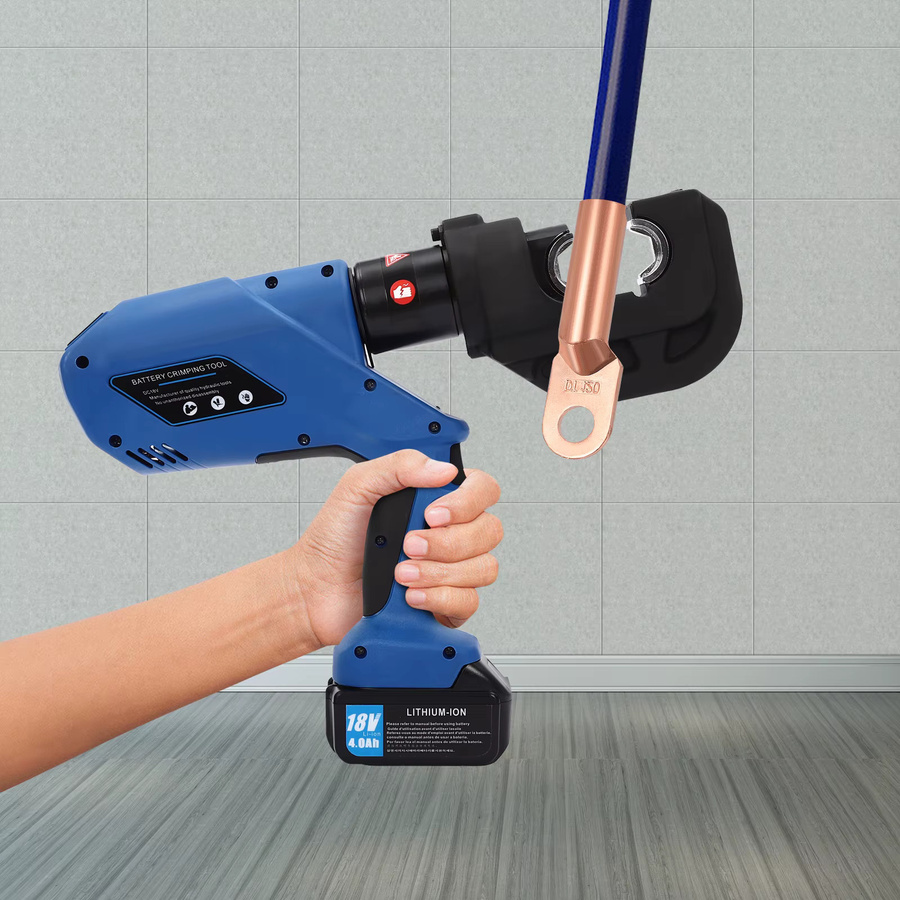 Bymaocar Wiederaufladbare Hydraulische Crimpzange in Blau mit 12 Matrizenspezifikationen und 360 Grad drehbarem Kopf, 120KN Elektrische Hydraulische Presszange - Bild 5