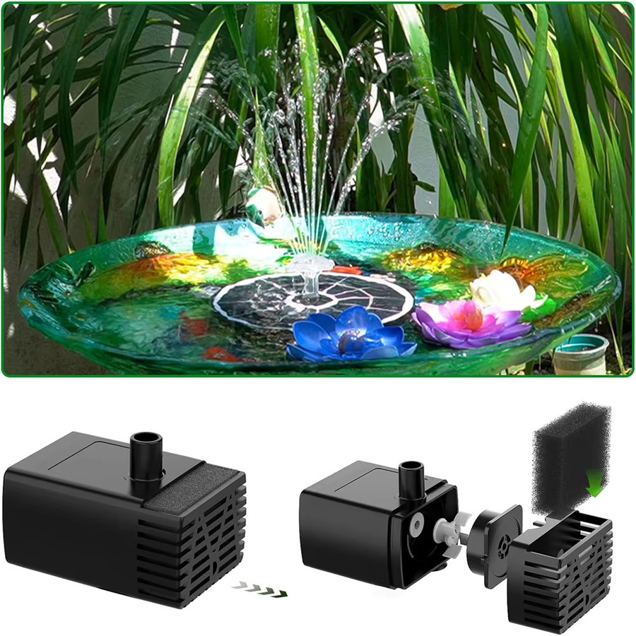 AISITIN Solar-Vogelbad-Brunnenpumpe 3,7 W, schwarze solarbetriebene Wasserpumpe für Garten, Teich, Pool und Aquarium, Durchmesser: 18,03 cm - Bild 5