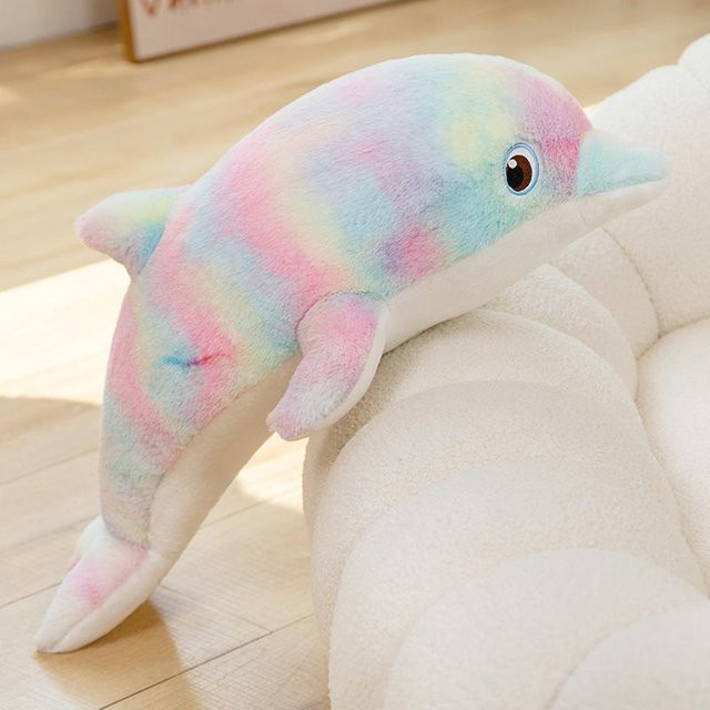 Buntes Delfin-Stofftier, Plüsch / Textil, 50cm, ab 3 Jahre - Bild 1