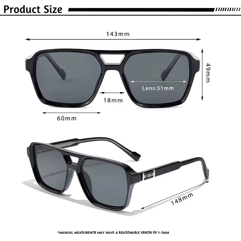 CATERSIDE Retro-Sonnenbrille, quadratisch, Herren, Vollrand, Schwarz, Kunststoff - Bild 5