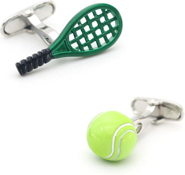 Manschettenknöpfe Igame, Tennis Schläger Design, Messing, Grün, Herren - Bild 1