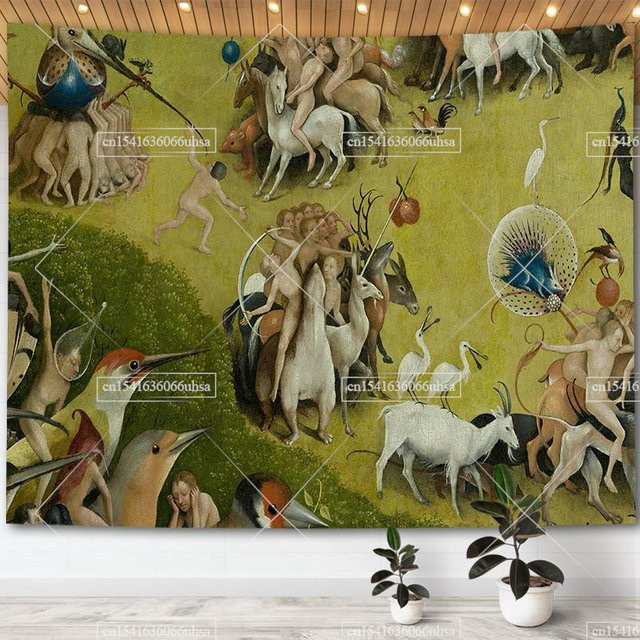 Hieronymus Bosch Garten der Lüste Wandteppich Retro Wandkunst Dekoration B: 200 cm, H: 180 cm von JMG Household Supplies - Bild 1