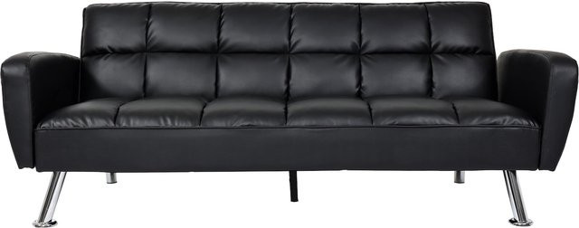 Schlafsofa MCW-K19 als Klappsofa und Gästebett mit Nosagfederung, Kunstleder, Schwarz, Breite: 203 cm - Bild 1