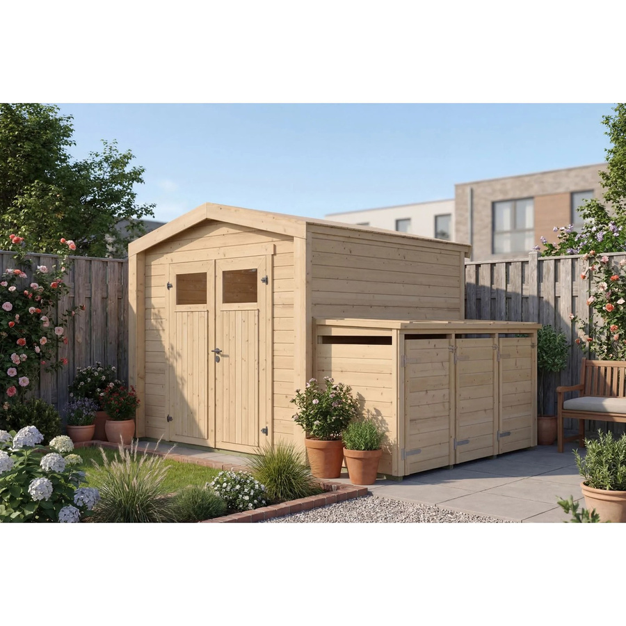 Weka Holz-Gartenhaus Killarney mit Satteldach in Natur Braun, B: 337 cm, T: 248 cm, H: 246 cm - Bild 2