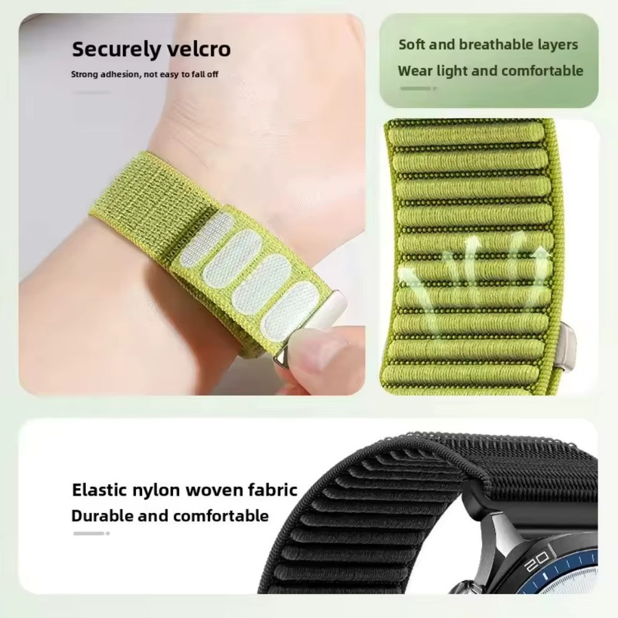 DAINU Nylonband für Amazfit Pop 3S, elastisches und weiches Armband mit Klettverschluss in Schwarz - Bild 3