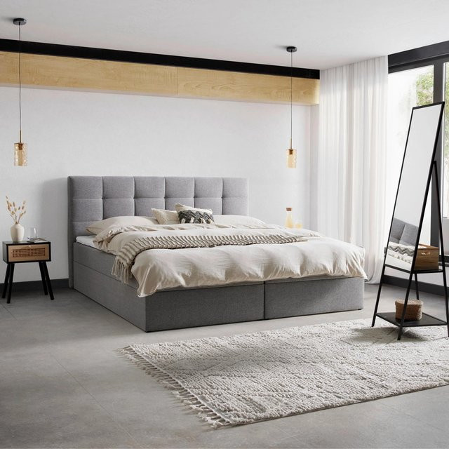 Bessagi Home Boxbett Marselie Grau mit Topper und Bonell-Federkern B/T: 200 x 200 cm - Bild 1