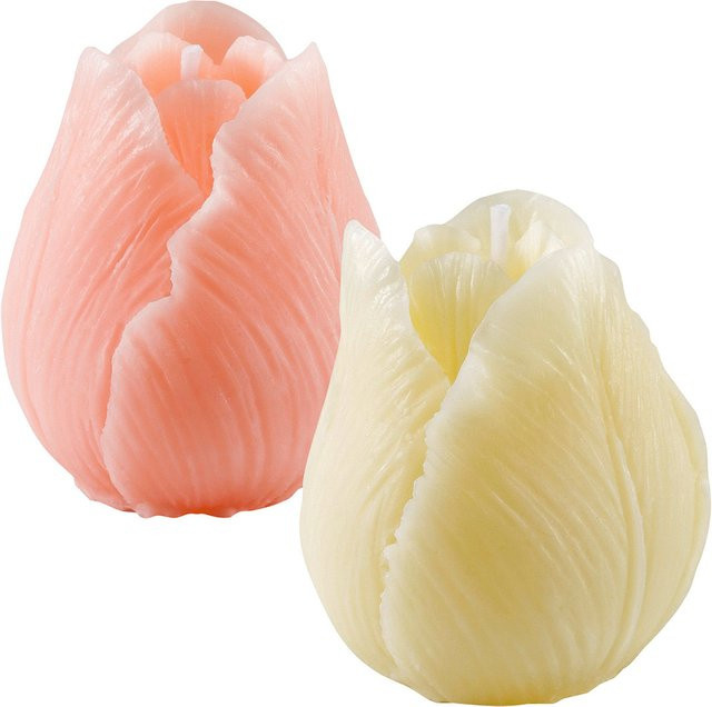 2er-Set Duftkerzen Tulpenblüte in Pink mit floralem Duft - Bild 1