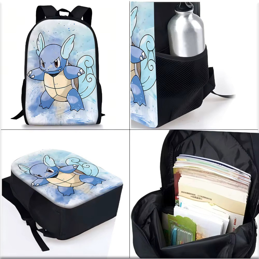 Potdemiel Pokémon Kindertaschen-Set mit Wartortle in Blau, bestehend aus Rucksack mit Aquarell-Druck, Lunchbox und Federmäppchen - Bild 5