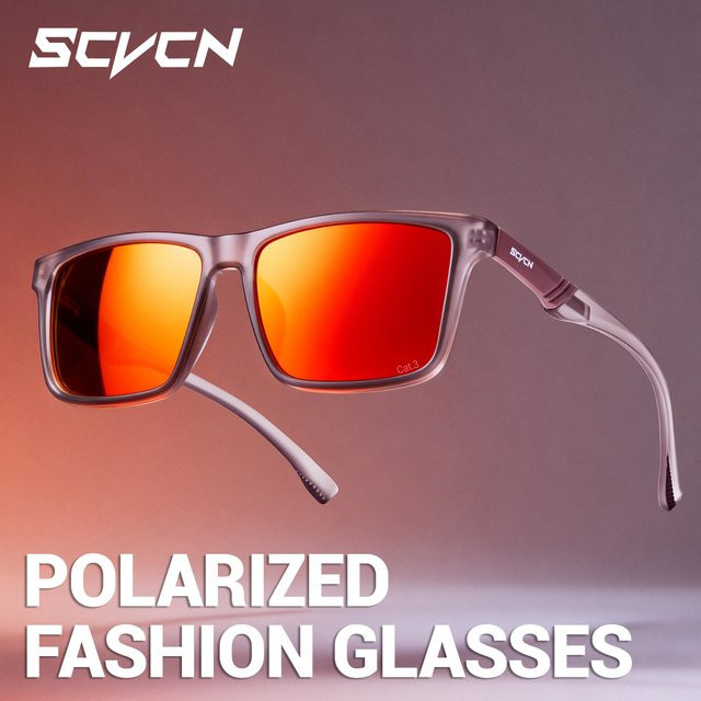 SCVCN Sonnenbrille, polarisiert, photochrom, Vollrand, rechteckig, rot, Kunststoff - Bild 1