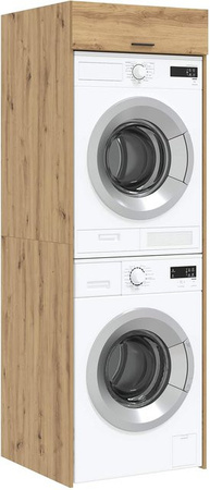 Waschmaschinenschrank Yiwydaa in Eiche Optik mit Türen, Braun, B/T/H: 67,5 x 68 x 200 cm