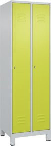 C+P Wäsche-Spind Classic PLUS mit 2 Abteilen, Stahlkonstruktion, Zylinderschloss, Grau/Grün, H x B x T: 195 x 60 x 50 cm - Bild 1