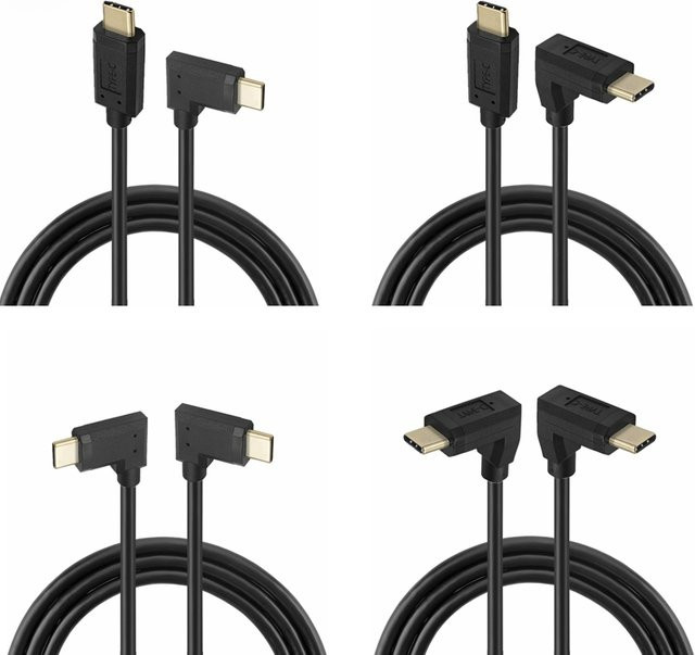 BSN USB-C-auf-USB-C-Datenladekabel mit rechtwinkligem Winkel, 10 Gbit/s, Schwarz, Länge: 38 cm - Bild 1