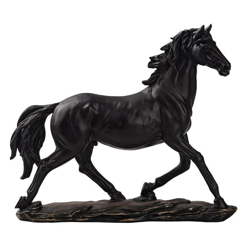 Yiran Furniture Chinesisches Tierkreis Pferd Ornament aus Harz in Gold, Weiß oder Schwarz - Bild 3