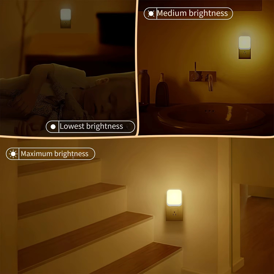 Ouelico Nachtlichtstecker in Weiß mit Dämmerungssensor und stufenlos einstellbarer Helligkeit für Kinderzimmer, Schlafzimmer und Treppen - Bild 3