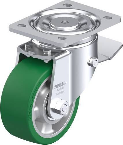 Blickle Lenkrolle mit Feststeller LH-ALST 127K-ST in Silber und Grün, Rad-Durchmesser: 125 mm, Tragfähigkeit: 450 kg - Bild 1
