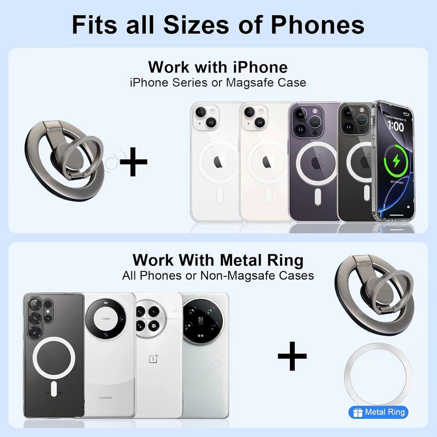 VIKEFON Magnetischer Fidget Spinner Handyhalter mit Fingerring-Ständer für MagSafe iPhone und Samsung Xiaomi - Bild 5