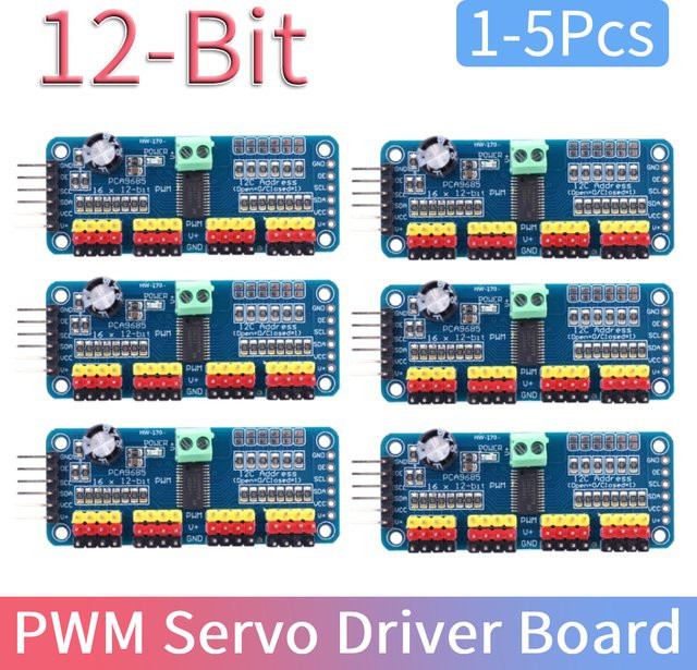 LAIMANEI PCA9685 PWM Servomotor-Steuerplatine Modul mit IIC-Schnittstelle, 16-Kanal 12-Bit PWM Servomotor-Treiberplatine in Blau für Arduino und Roboter - Bild 1