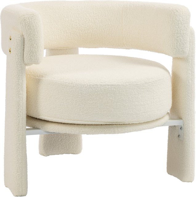 HOMCOM Wohnzimmersessel mit Teddy-Fleece-Bezug in Cremeweiß, gemütlicher Lesesessel mit Lendenkissen und integrierten Armlehnen für Schlafzimmer und Wohnzimmer - Bild 1