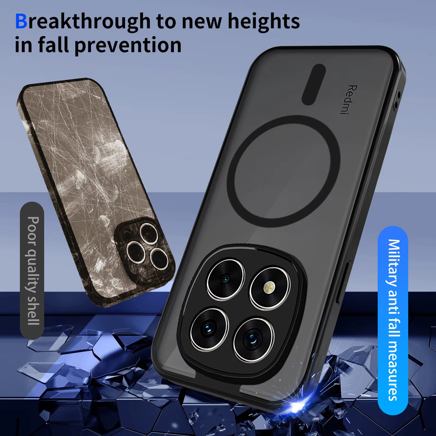 Magnetische Handyhülle für Xiaomi POCO X7 X6 M8 M7 M6 Pro F7 F8 Ultra POCO C85 in Schwarz, Matte Acryl Schutzhülle und stoßfeste Abdeckung - Bild 5