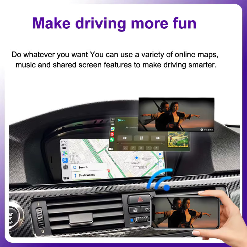AUTOTOP 8,8 Zoll Wireless CarPlay und Android Auto Multimedia Display mit Touchscreen in Schwarz für BMW 3er E90 E91 E92 E93 und 5er E60 E61 - Bild 3