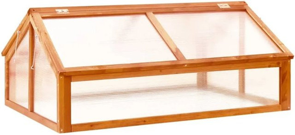 vidaXL Gewächshaus aus Tannenholz in Braun mit Giebeldach für den Gemüse-, Kräuter- und Ziergarten B/T/H: 114 x 80 x 50 cm